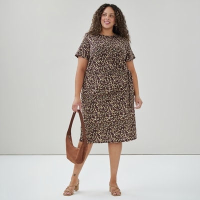 Robe midi imprimée avec attache Femmes+ - Noir