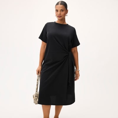 Women+ Tie Up Midi Dress - JF Black