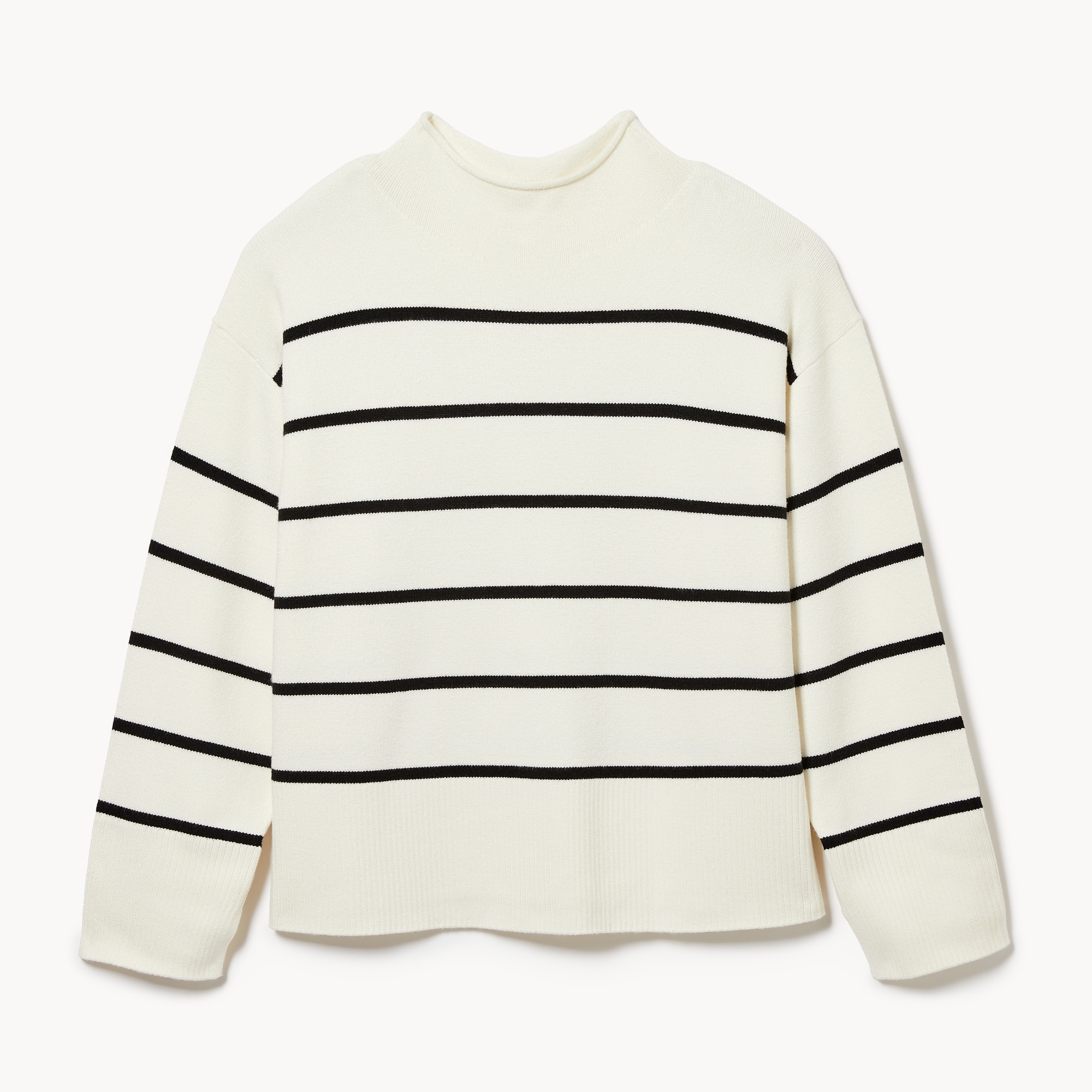 Women+ Striped Funnel Neck Sweater in Off White from Joe Fresh