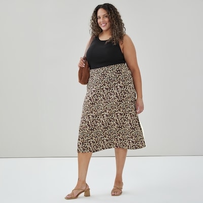 Women+ Printed Midi Skirt - Black
