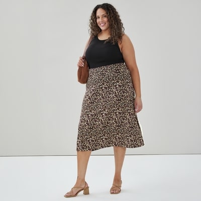 Women+ Printed Midi Skirt - Black