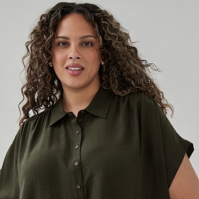 Women+ Twill Button-Up Shirt - Dark Khaki Brown