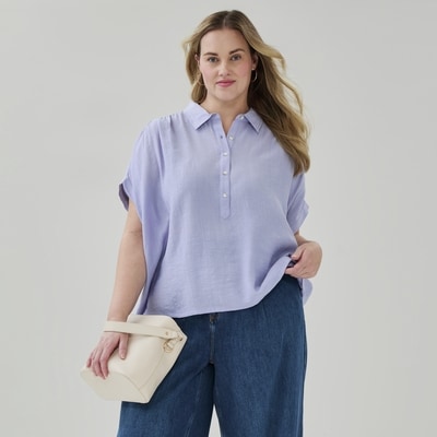 Women+ Twill Button-Up Shirt - Lavender