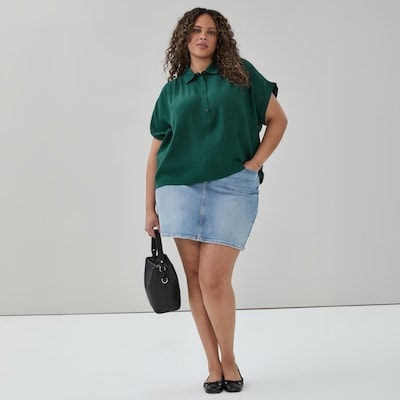 Women+ Twill Button-Up Shirt - Dark Teal