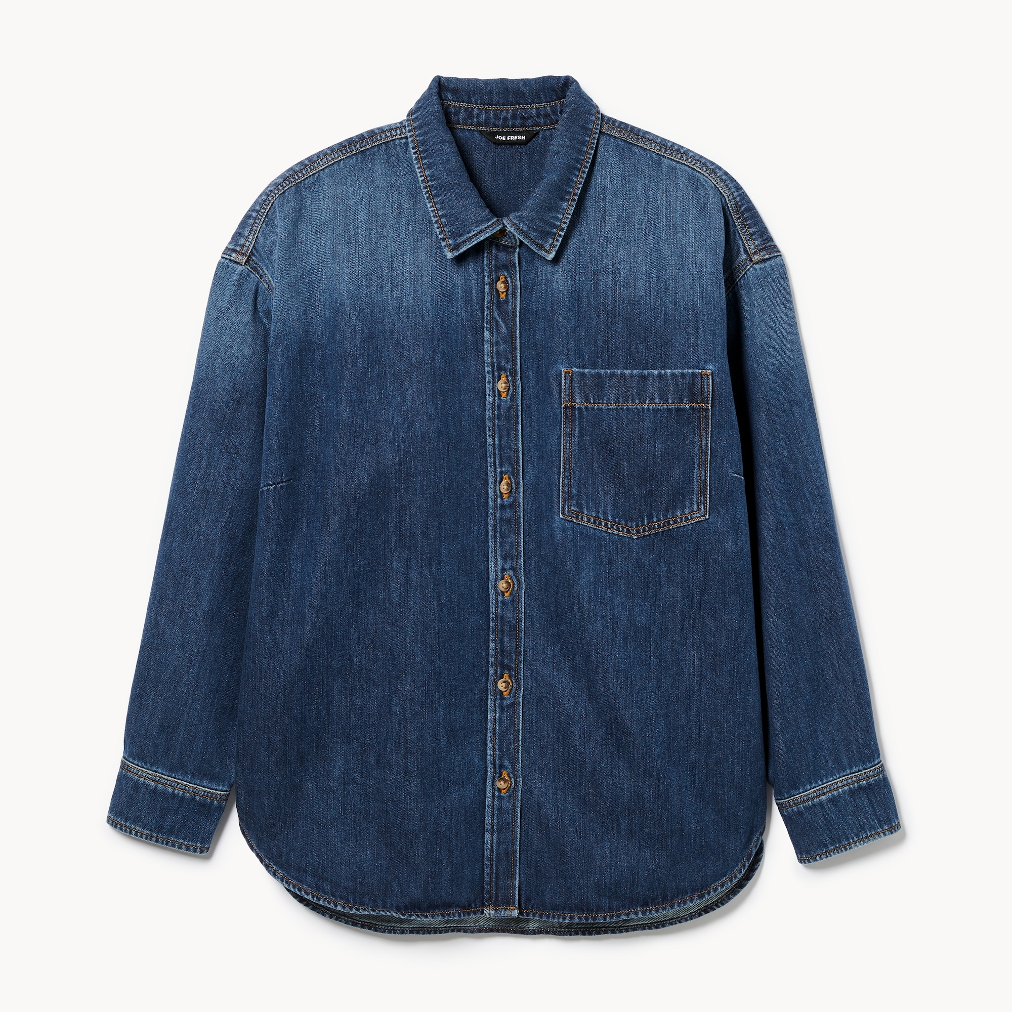 その他 salsation Round Neck T-Shirt Blue Denim Women+ Denim Oversized Shirt in Dark Wash from Joe Fresh