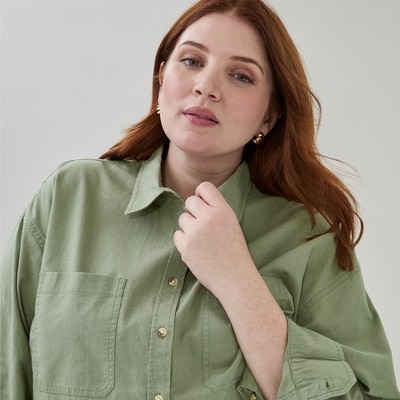 Chemisier ample en lin et coton Femmes+ - Vert Militaire