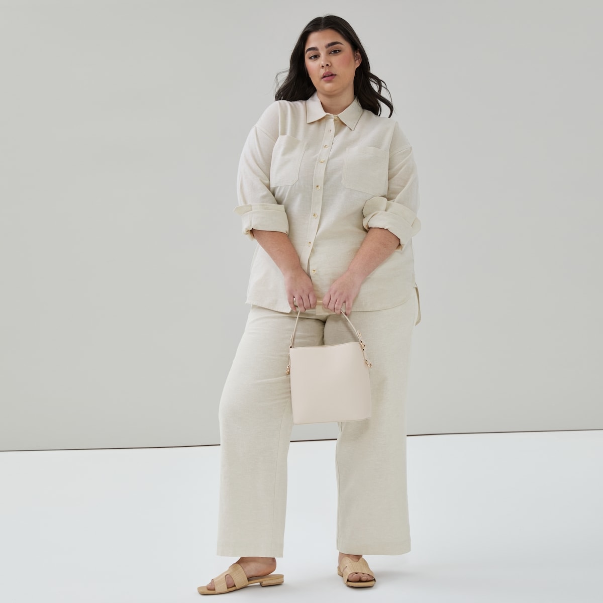 Women+ Cotton Linen Oversized Shirt - Linen