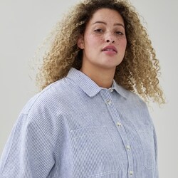 Joe Fresh Women+ Linen Cotton Striped Oversized Shirt - 1 ea | No