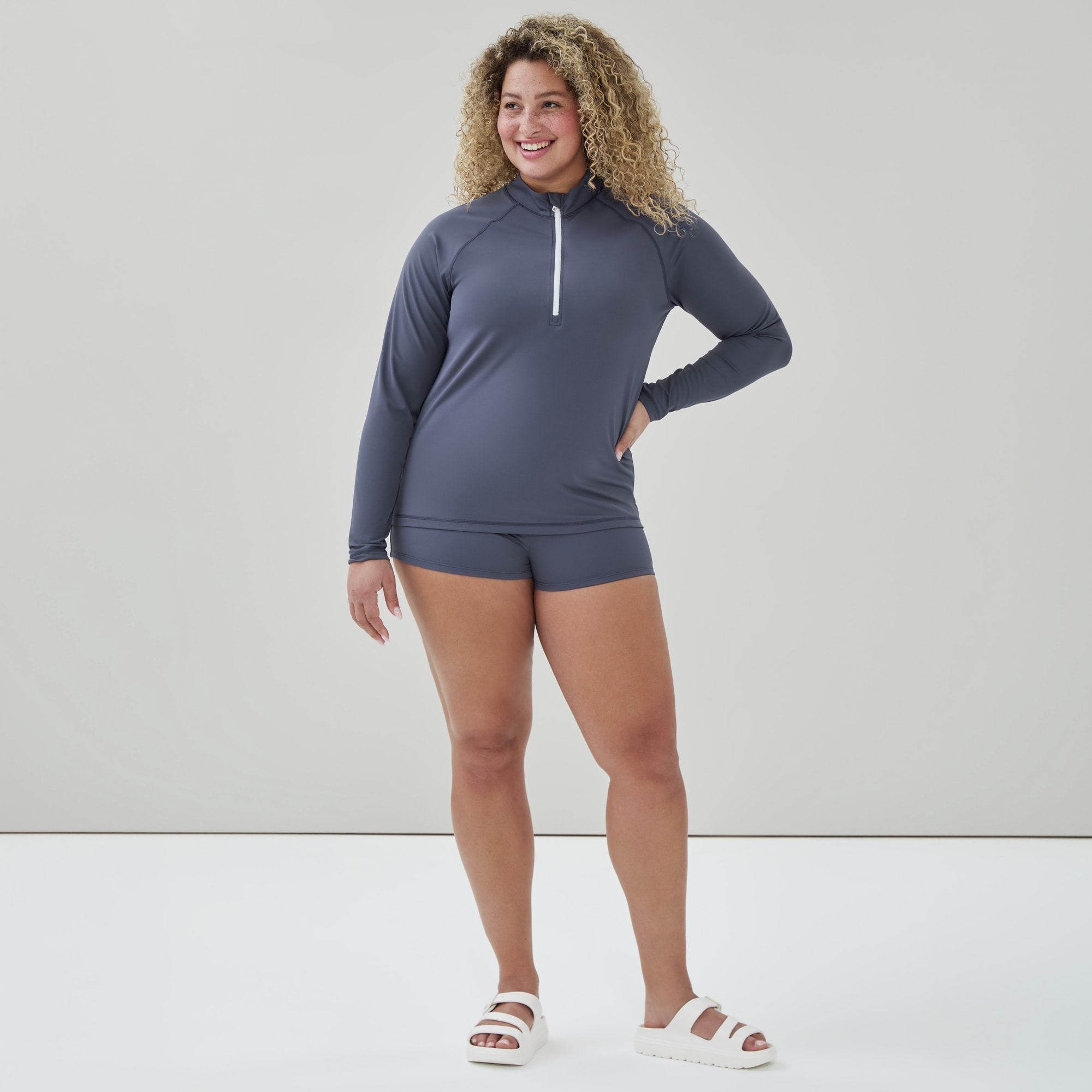 Women+ Long Sleeve Rash Guard in Dark Blue from Joe Fresh