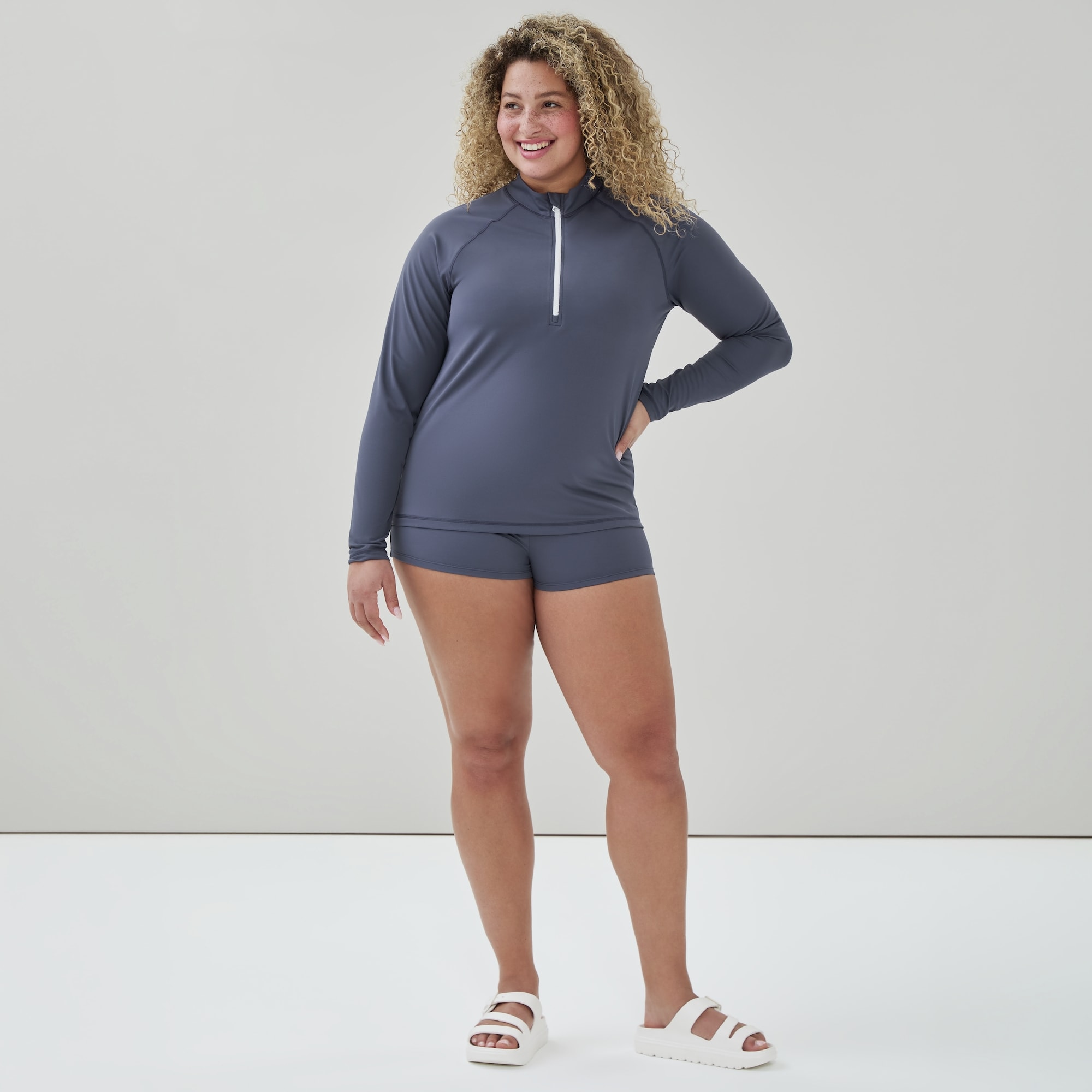 Women+ Long Sleeve Rash Guard in Dark Blue from Joe Fresh