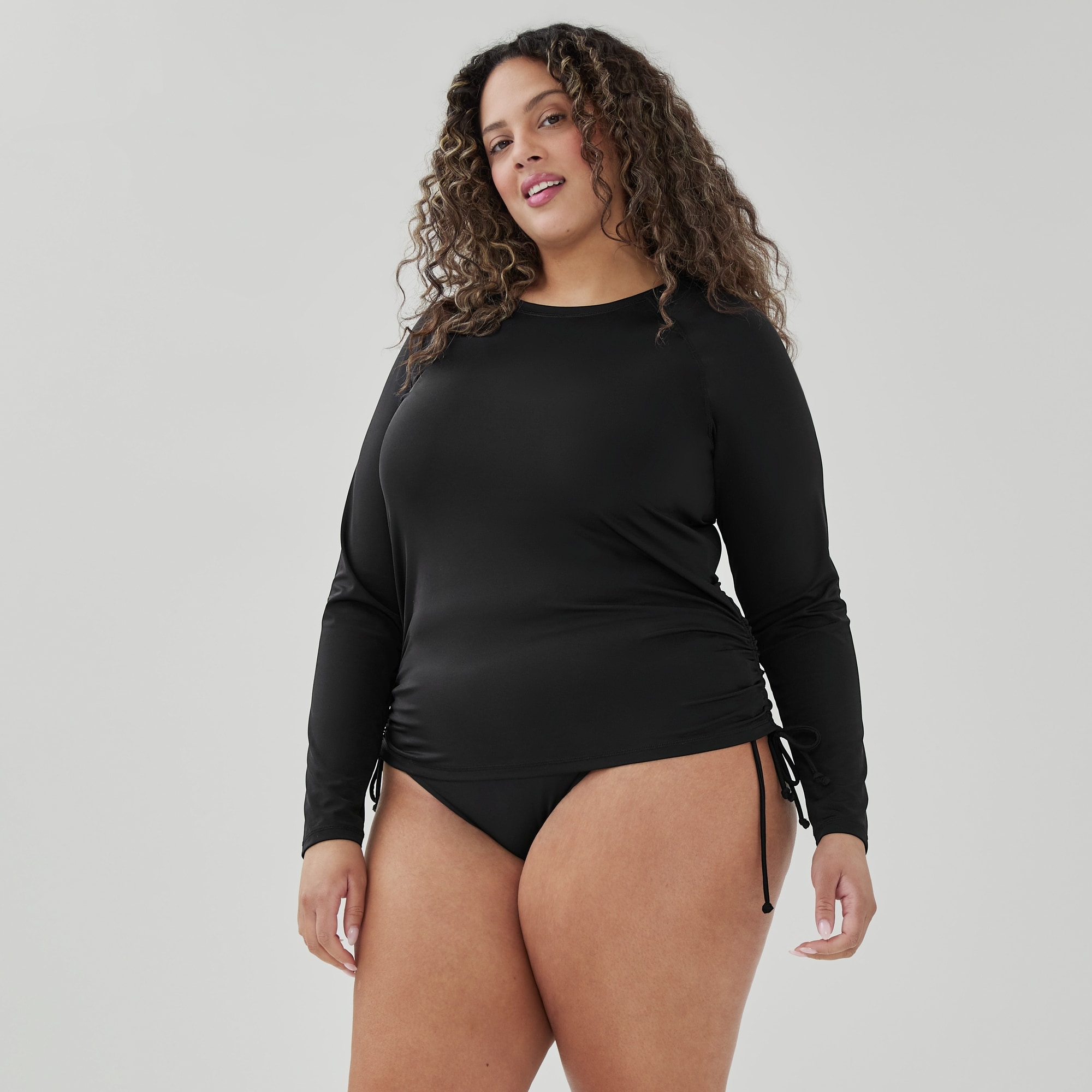 Women+ Side Tie Rash Guard in Black from Joe Fresh