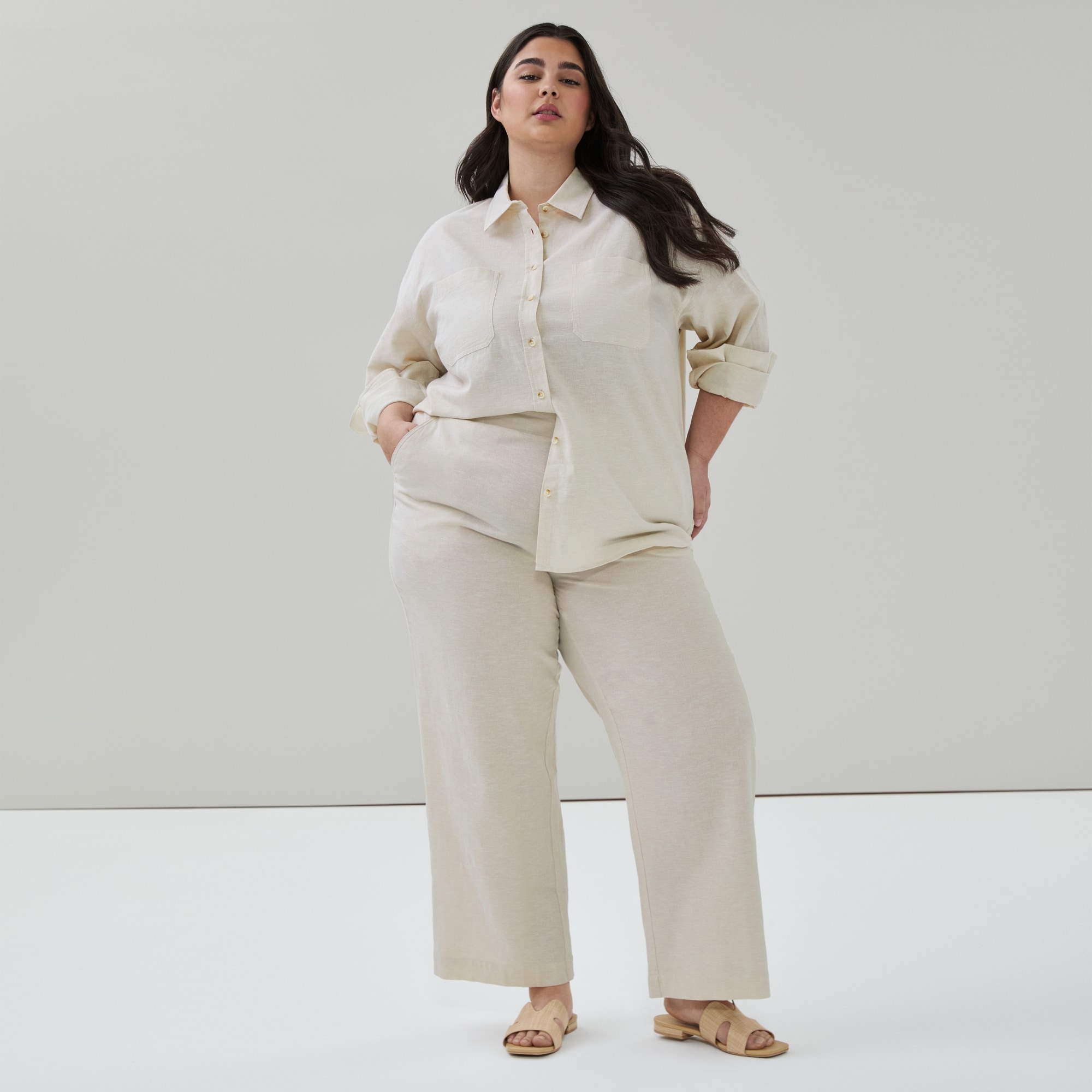 Women+ Linen Cotton Wide Leg Pant