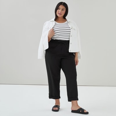 Pantalon retroussable en lin mélangé Femmes+ - Noir JF