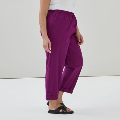 Women+ Linen Blend Roll Cuff Pant - Plum