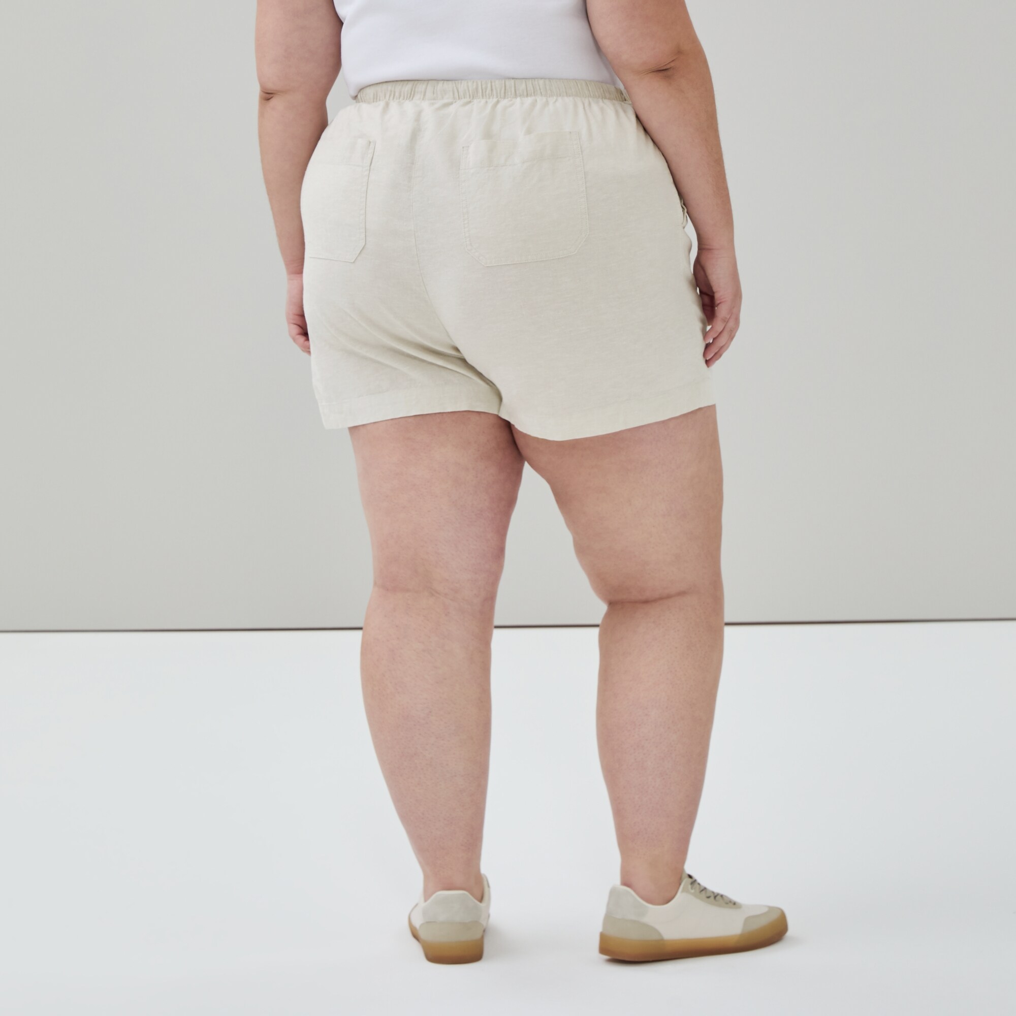 Short sans attache en lin et coton Femmes+