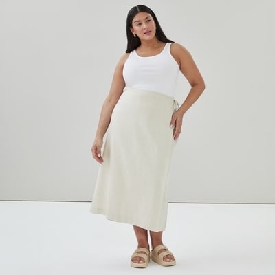 Women+ Linen Blend Wrap Maxi Skirt - Linen
