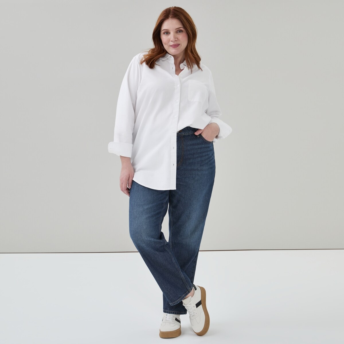 Jean troit  jambe droite Femmes+ - Laver Fonc