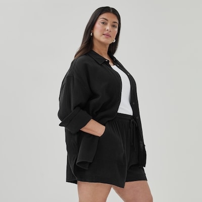 Short sans attache en gaze froissée Femmes+ - Noir JF