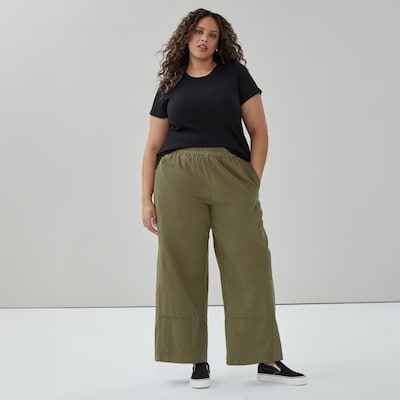 Pantalon sans attache à jambe large Femmes+ - Olive