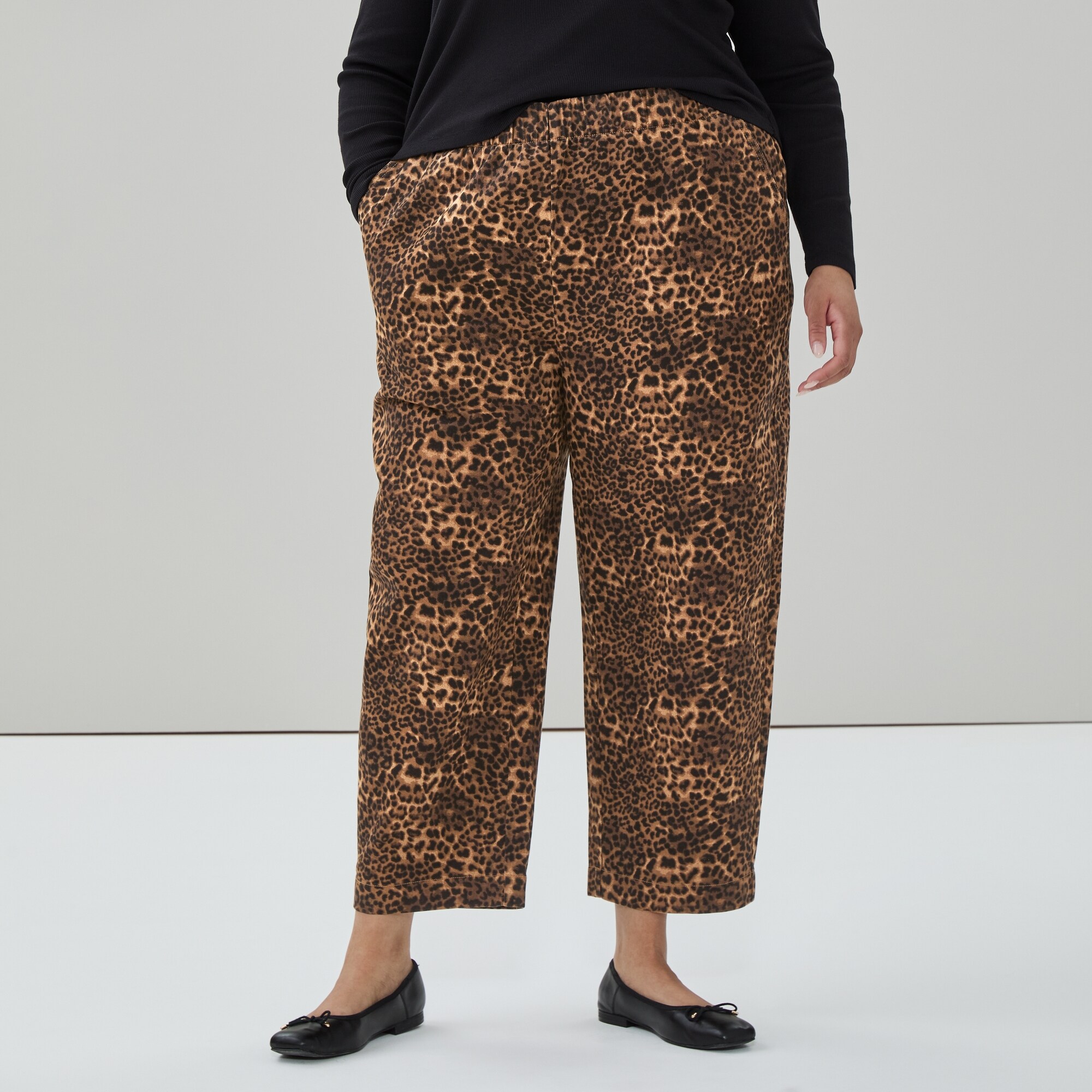 Pantalon imprimé à jambe large en sergé Femmes+
