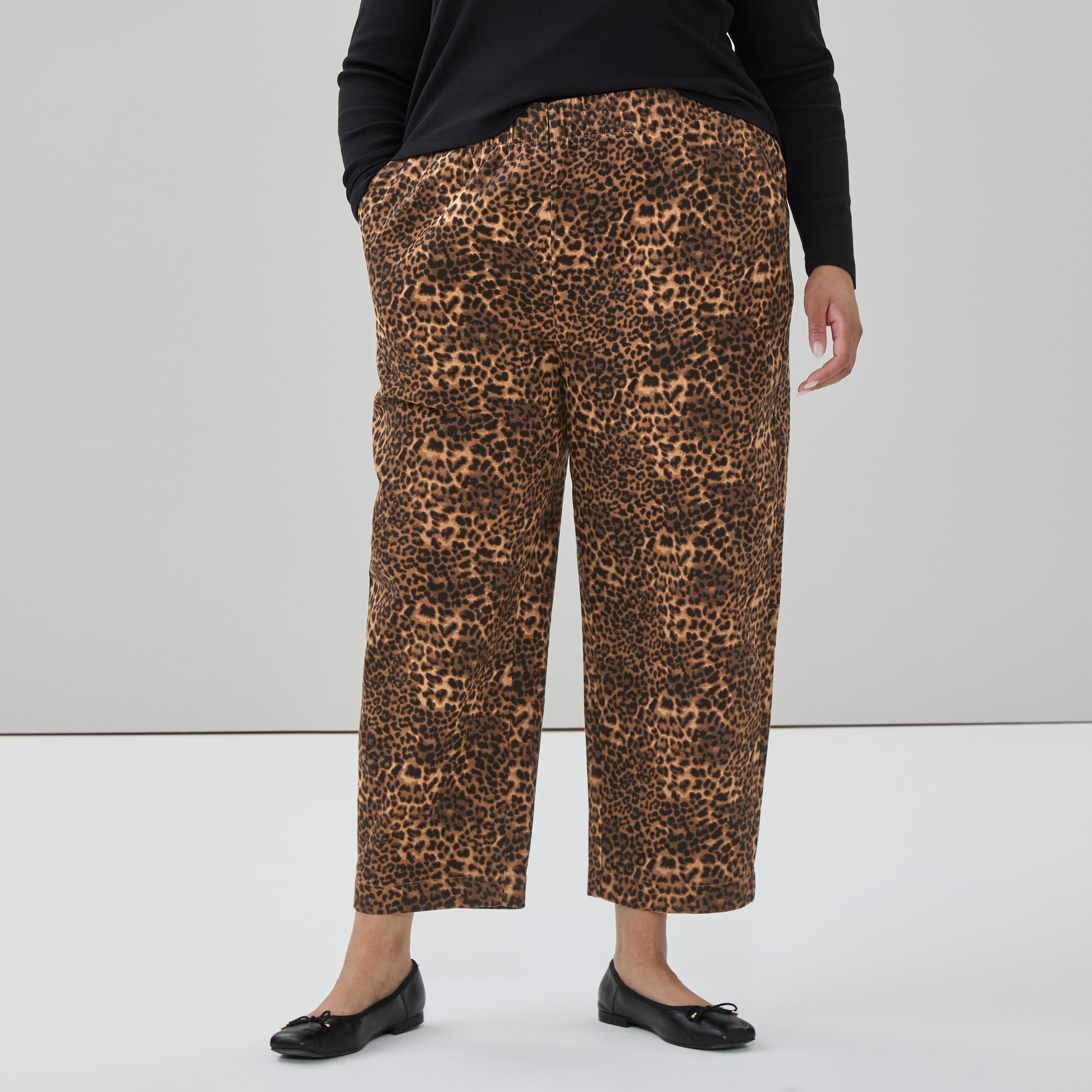 Pantalon imprimé à jambe large en sergé Femmes+