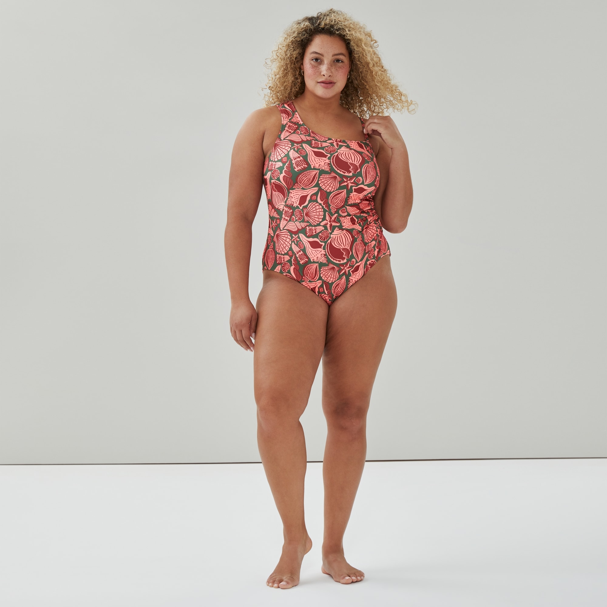 水着・ラッシュガード ohotoro Shirring One Shoulder Swimsuit Women+ One Shoulder Swimsuit in Green from Joe Fresh