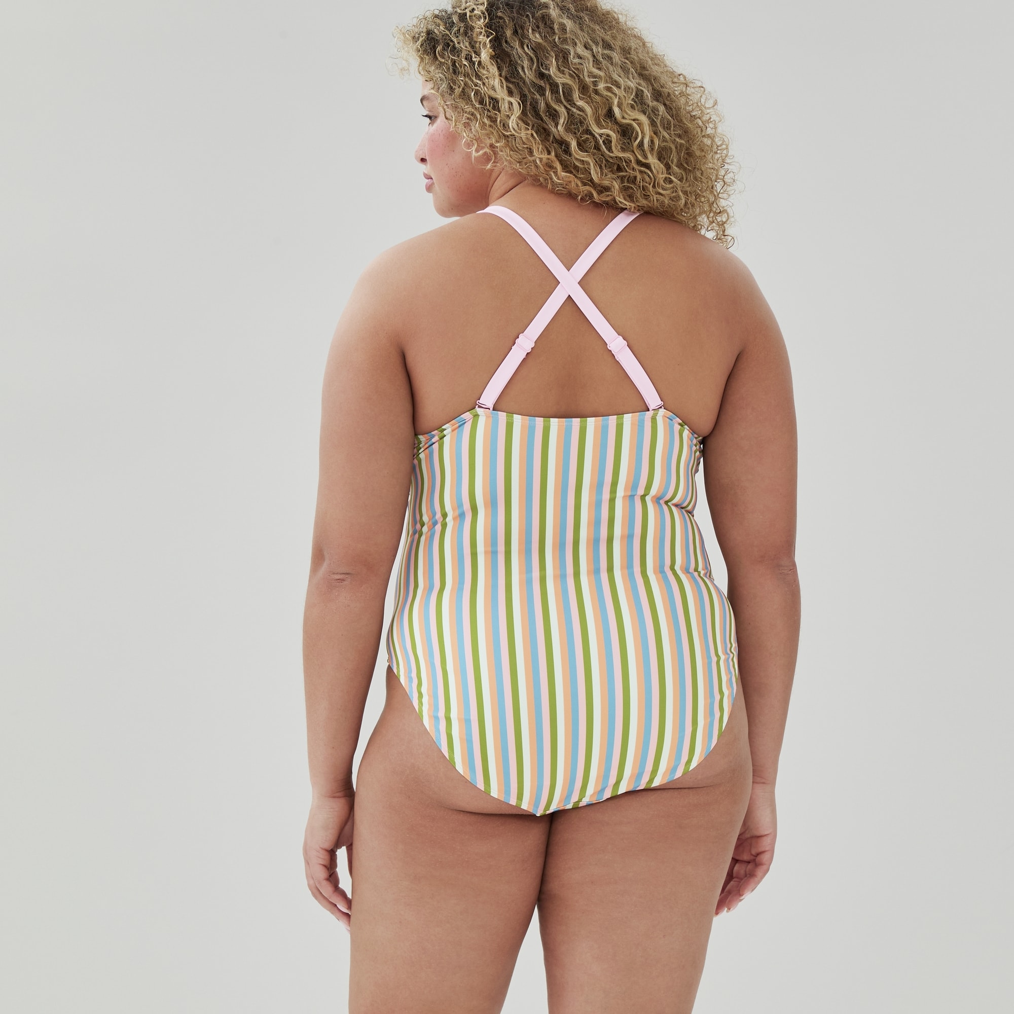 Women+ Striped Crossback Swimsuit in Blue from Joe Fresh