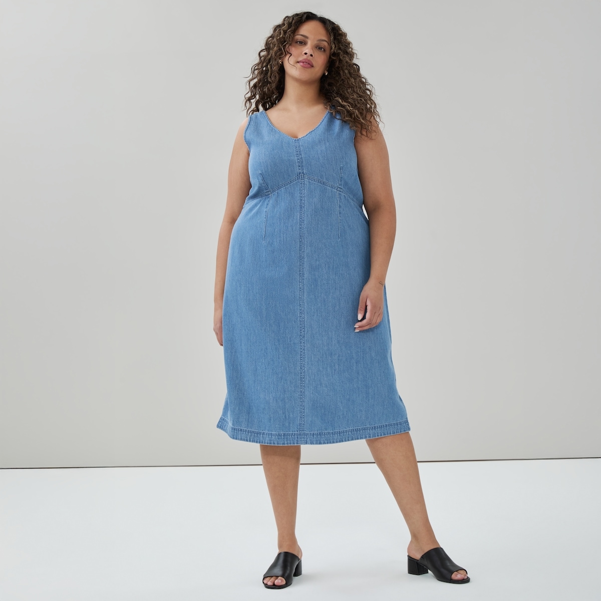 Robe cami midi en denim Femmes+