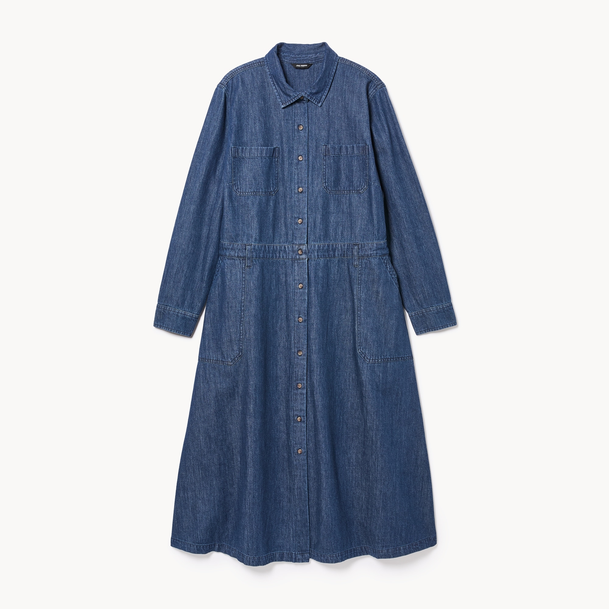 Women+ Denim Long Sleeve Midi Dress in Dark Wash from Joe Fresh
