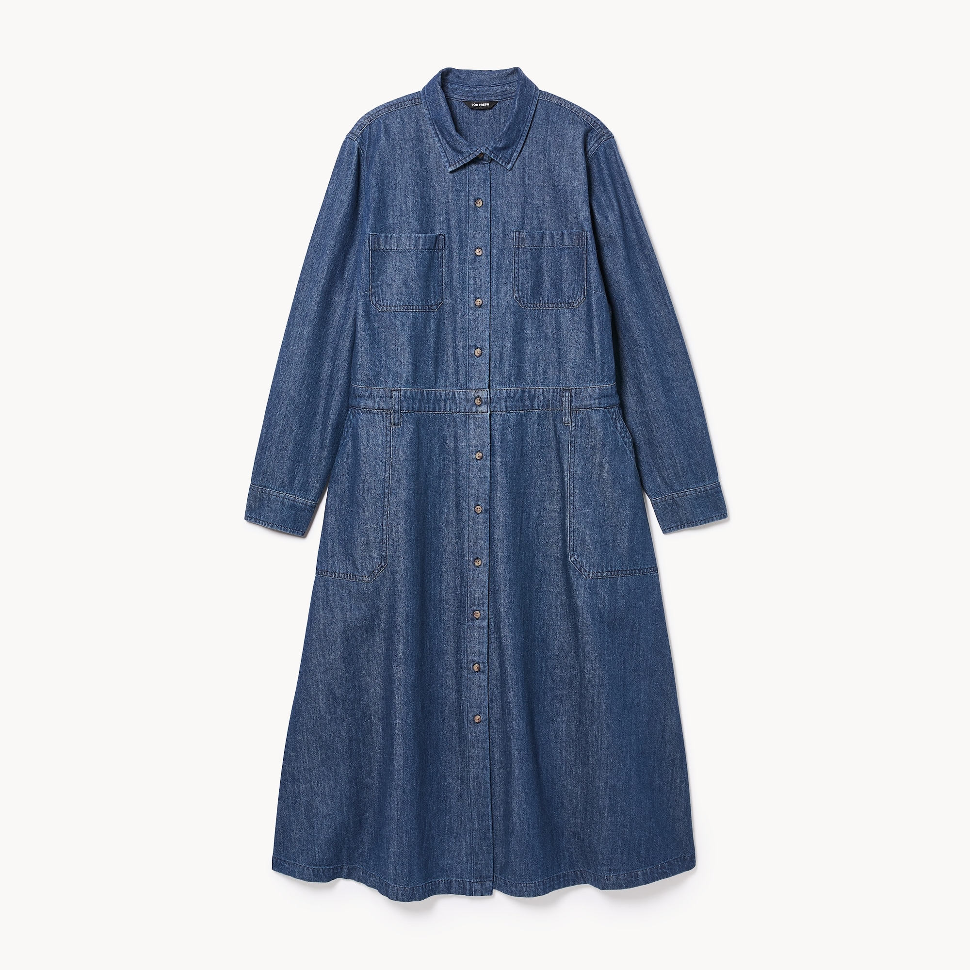 Women+ Denim Long Sleeve Midi Dress in Dark Wash from Joe Fresh