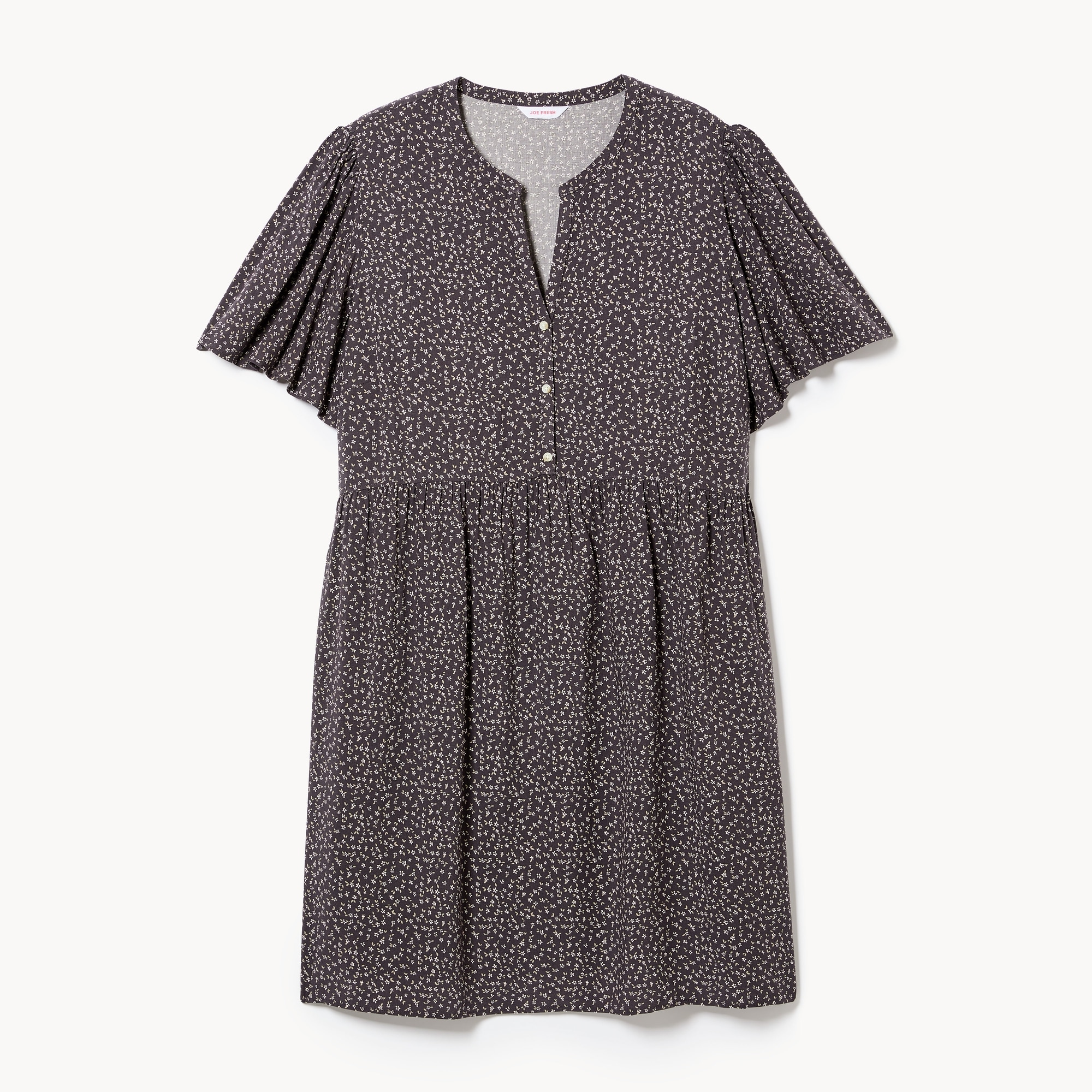 grey flutter sleeve dress Flutter Sleeve V-Neck A-Line Chiffon Bridesmaid Dress in Silver, Silver / 4 main image 0