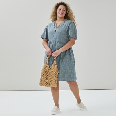 Women+ Flutter Sleeve Dress - Blue