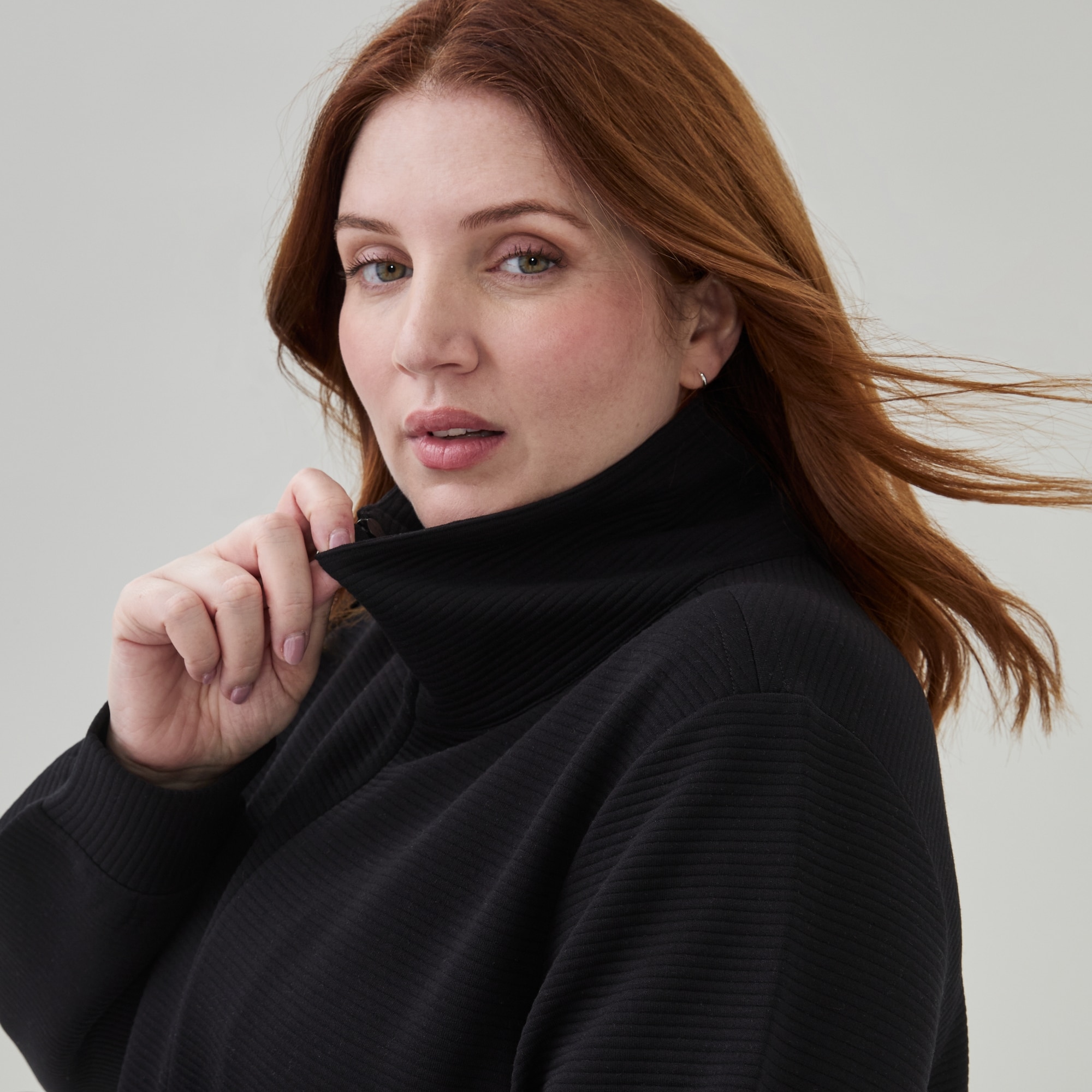 Women+ Active Quarter-Zip Pullover in Black from Joe Fresh