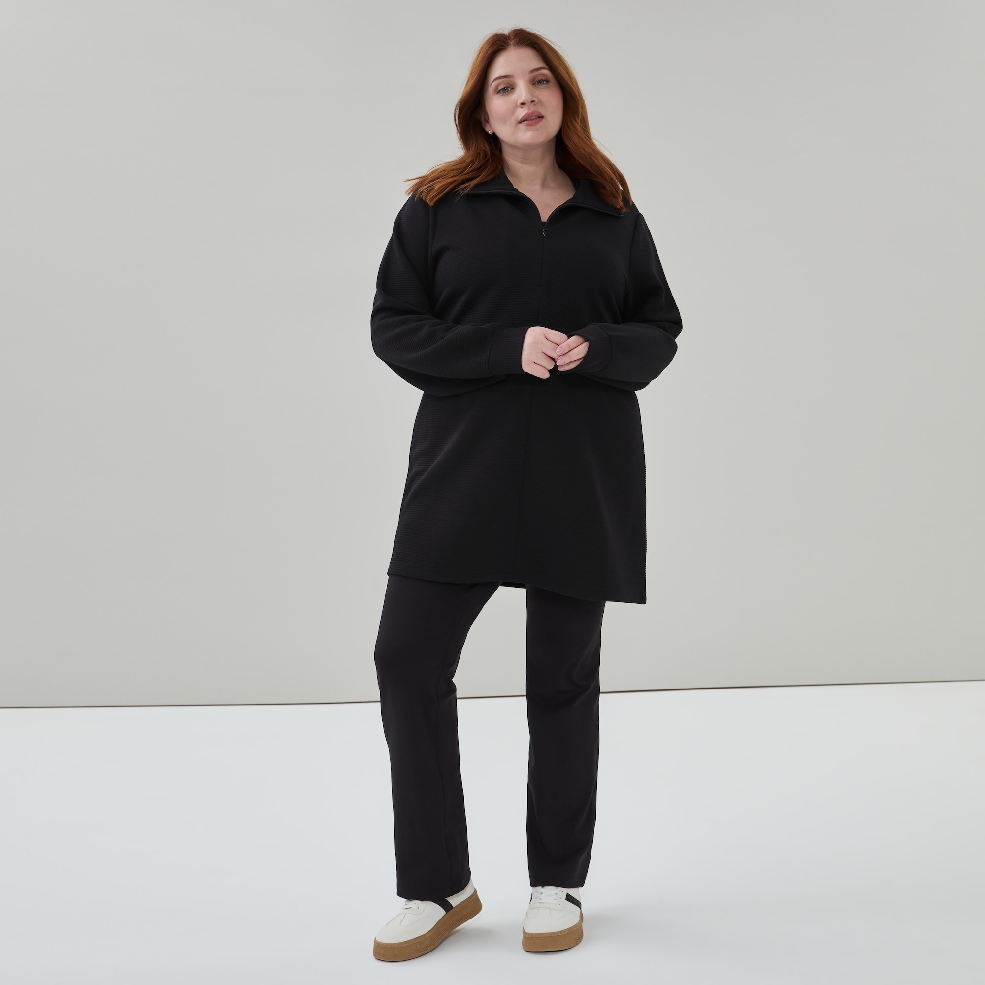Women+ Active Quarter-Zip Pullover in Black from Joe Fresh