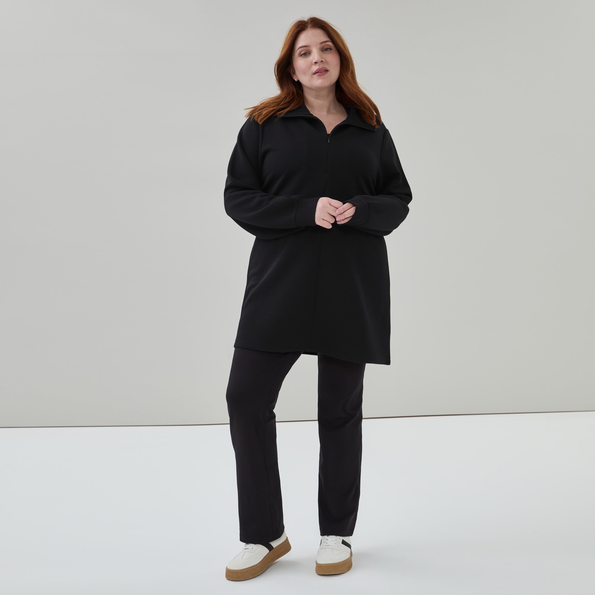 Women+ Active Quarter-Zip Pullover in Black from Joe Fresh