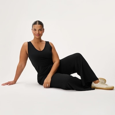 Women+ Active Micro French Terry Jumpsuit - Black