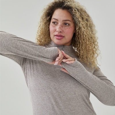 Chandail sport à fermeture éclair un quart Femmes+ - Mélange De Brun