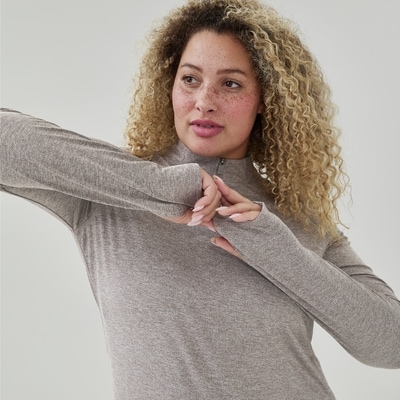 Chandail sport à fermeture éclair un quart Femmes+ - Mélange De Brun