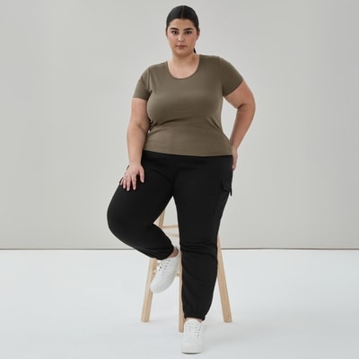 T-shirt ajusté Femmes+ - Brun Kaki