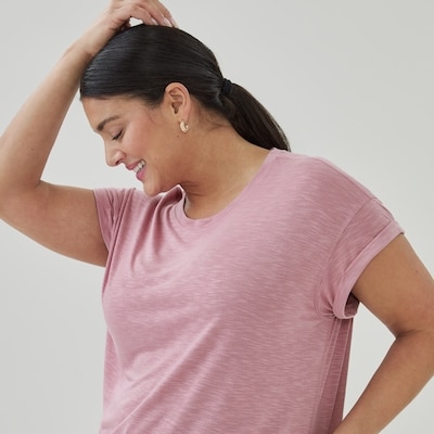 Women+ Rolled Sleeve T-Shirt - Dark Pink