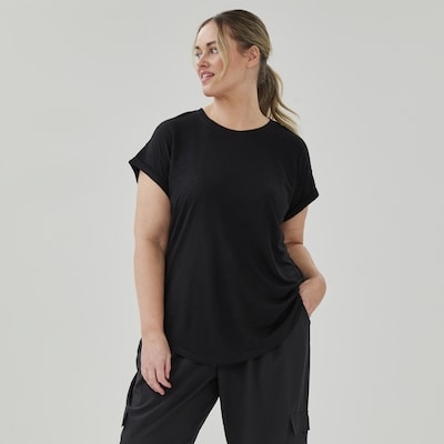 T-shirt à manches roulées Femmes+ - Noir