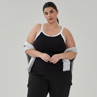 Women+ Cropped Tank Top - Black