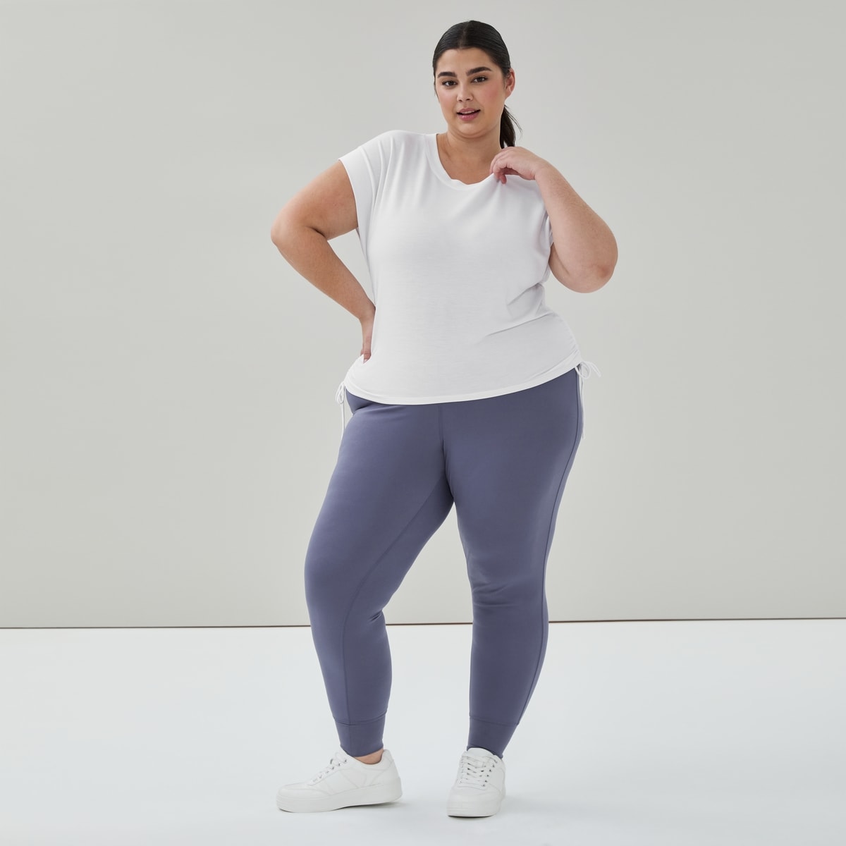 T-shirt court en micro-ratine boucle Femmes+ - Blanc