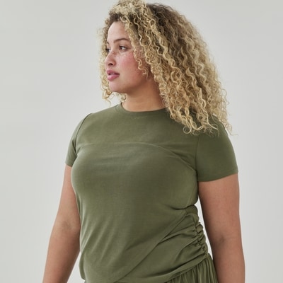 T-shirt sablé léger Femmes+ - Olive Foncé