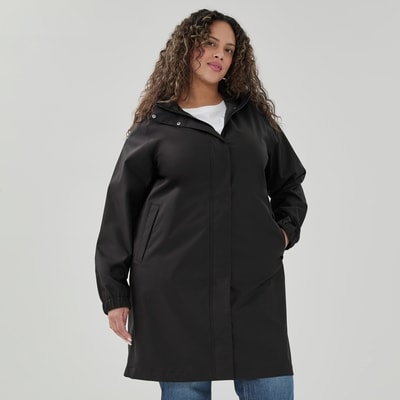 Women+ Hooded Midi Raincoat - Black