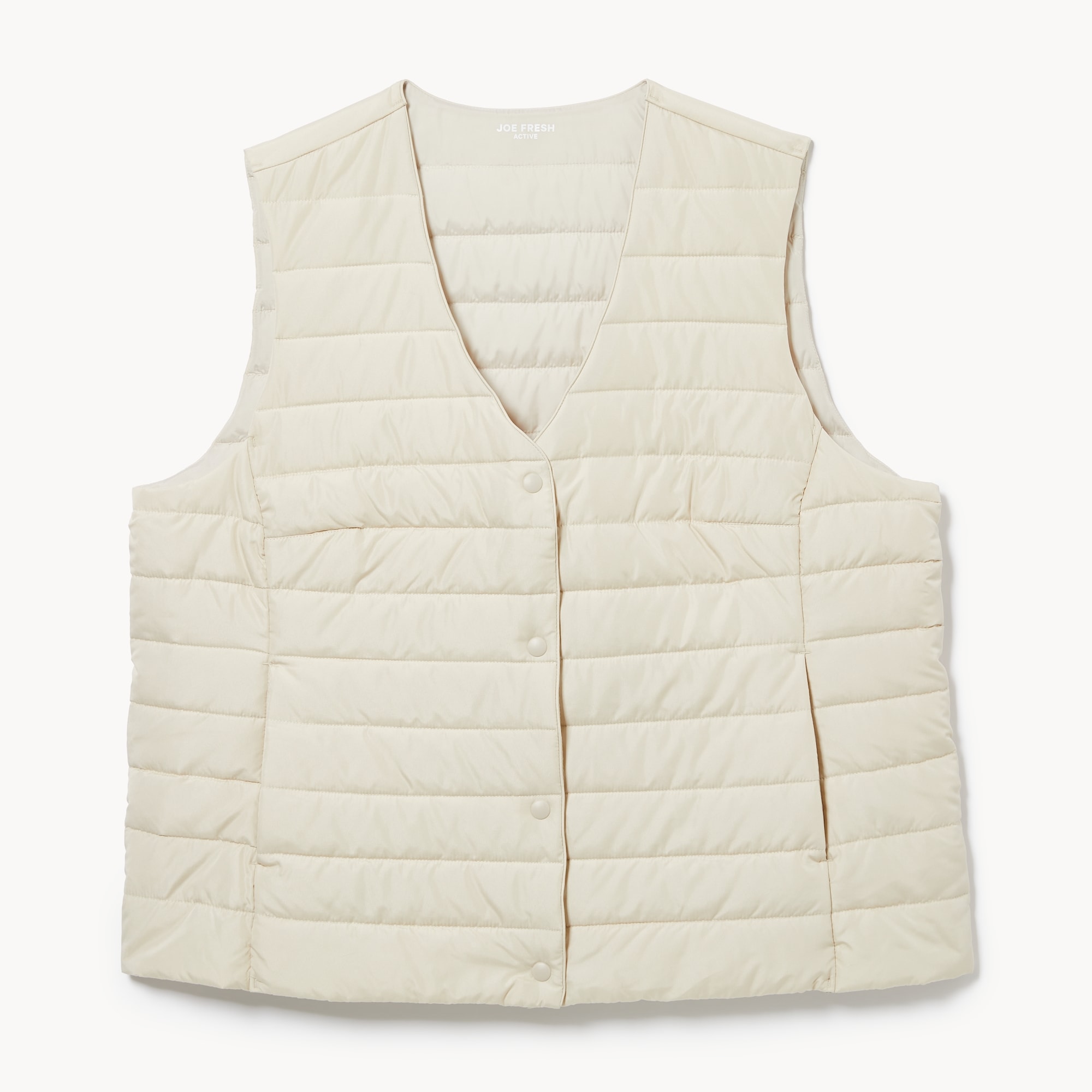Women+ Lightweight Puffer Vest in Light Sand from Joe Fresh