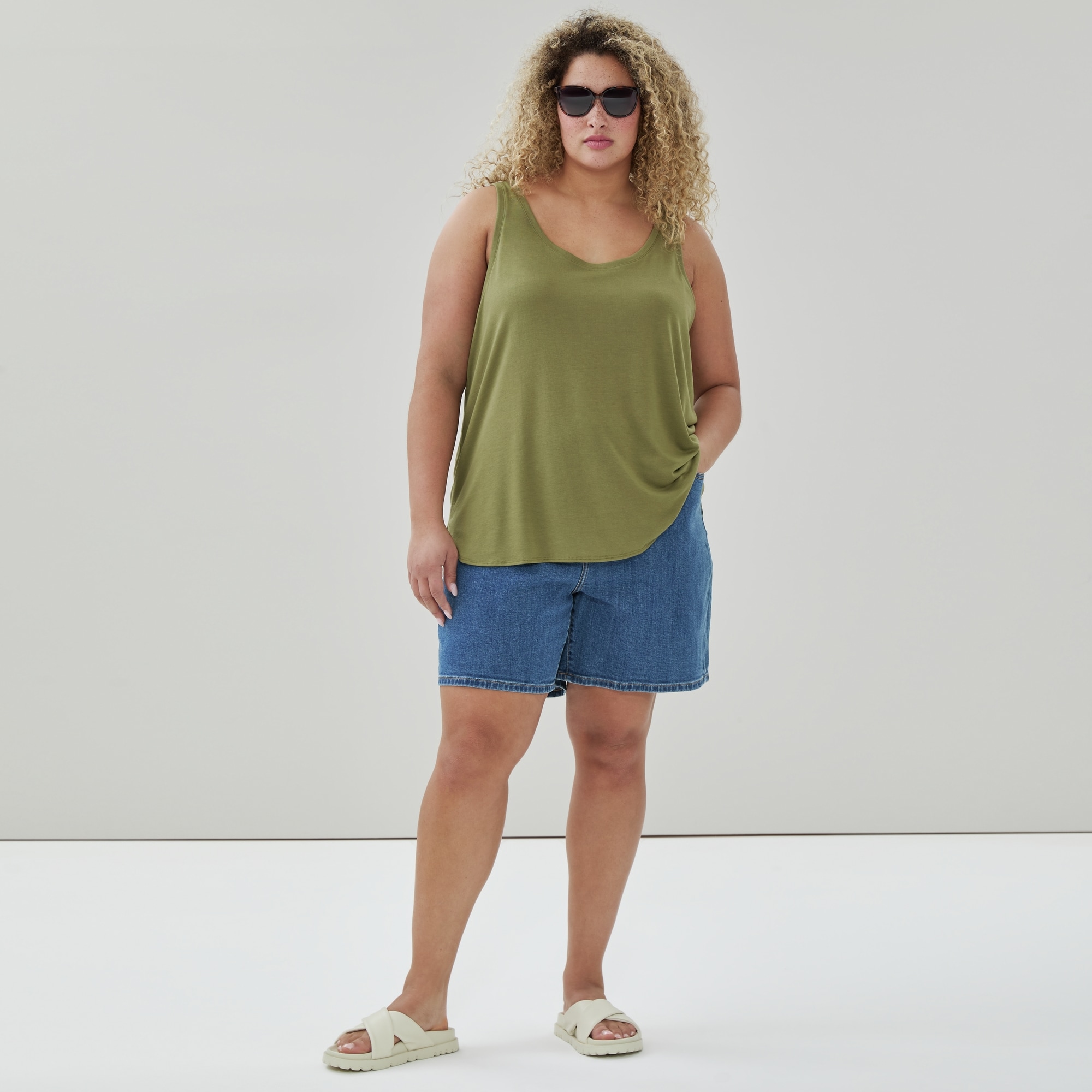 Women+ Relaxed Tank Top in Olive from Joe Fresh