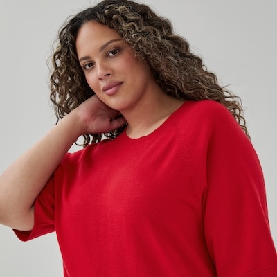 Chandail en tricot à manches courtes Femmes+ - Rouge