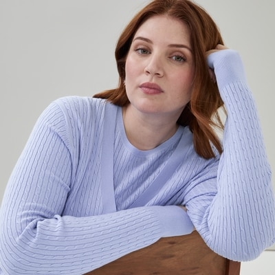 Cardigan à mailles torsadées Femmes+ - LAVANDE