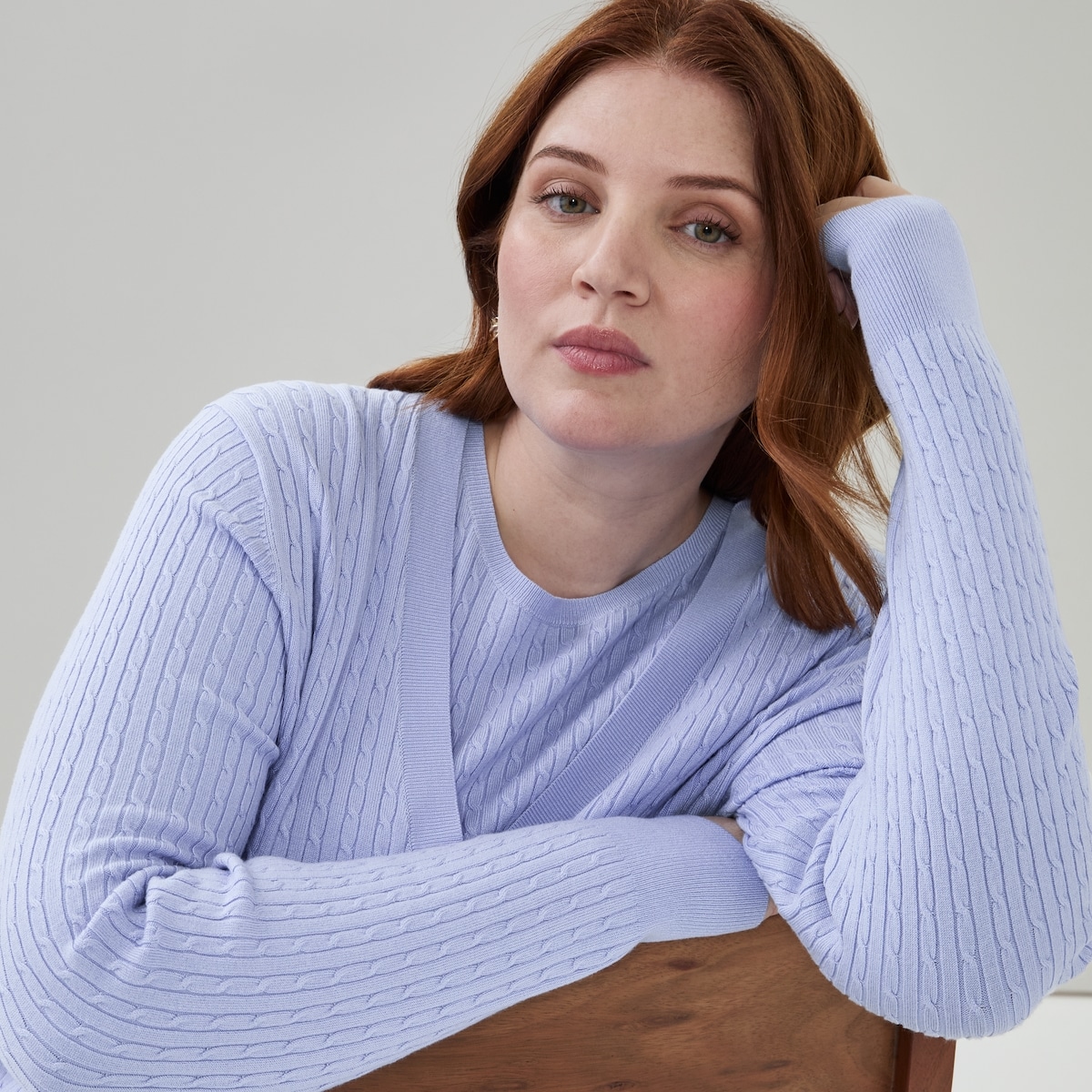 Women+ Cable Knit Cardigan - Lavender